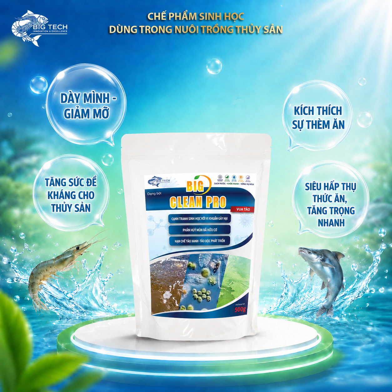 Big Clean Pro – Chế phẩm sinh học men vi sinh chuyên cắt tảo xanh tảo độc - Ảnh 2